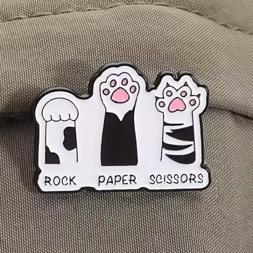 Kitty Cat Paws “Rock Paper Scissors” Enamel‎ Lapel Pin Brooch (BRAND-NEW!)